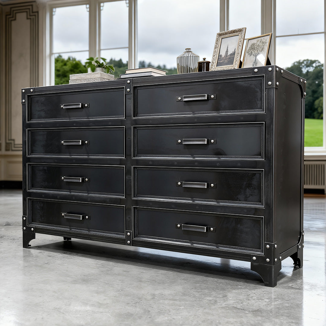 industrial dresser 1Pc Rustic Style Brown Seven Drawer Bedroom Solid Wood Wooden Furniture Brown Bedroom Contemporary,Industrial,Rustic Wood Includes step GrandView 8-Drawer Dresser