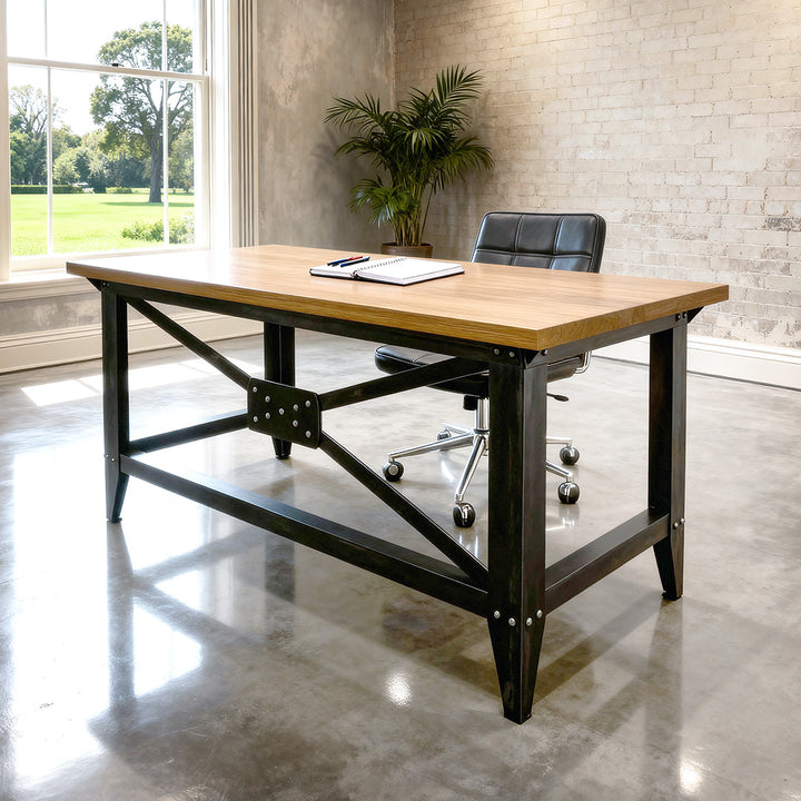 パシフィックファニチャー US カウンターテーブル コンソール デスク 作業台 Machinist Desk with X-Brace – Modern Industrial Furniture