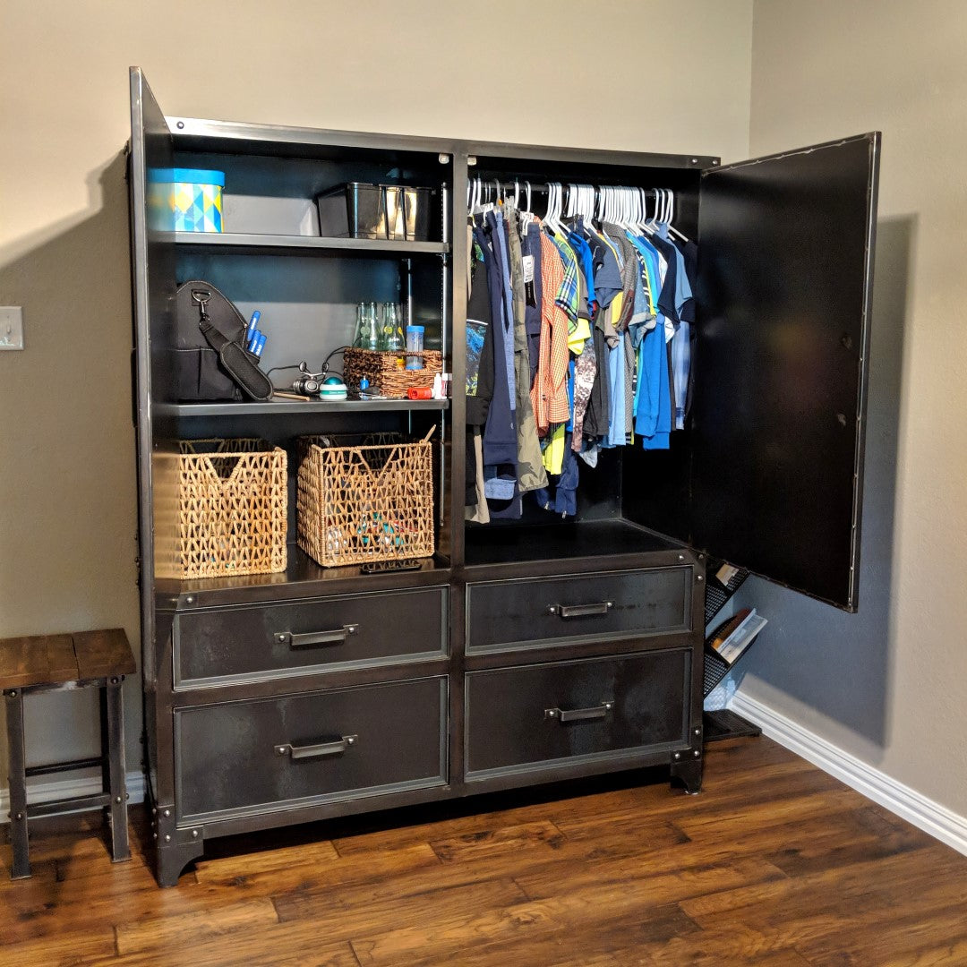 wardrobe dresser Manhattan Comfort Lee Golden Brown 31.5 in. Freestanding Wardrobe with 1-Hanging Rod, 4-Shelves and SNAP Tool-Free Assembly WC003-GB
