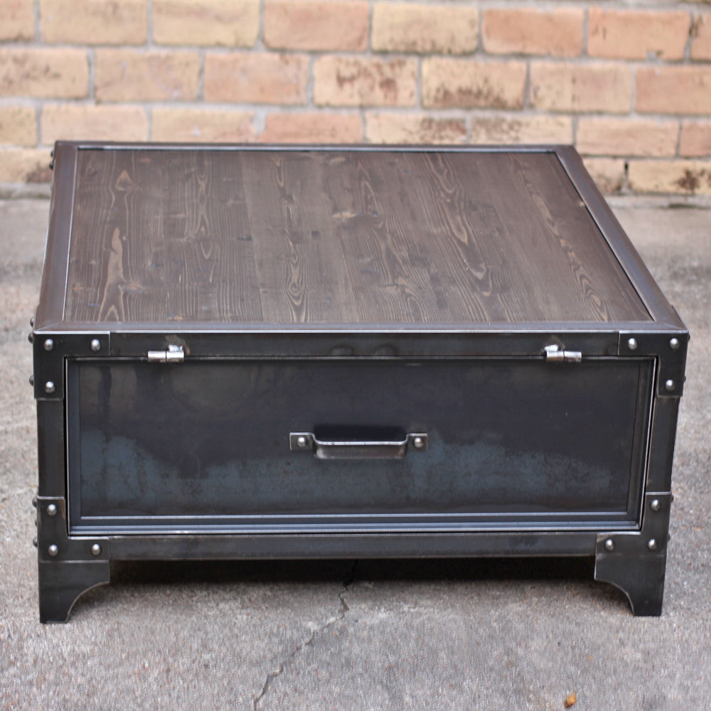 Industrial Metal and Wood Coffee Table