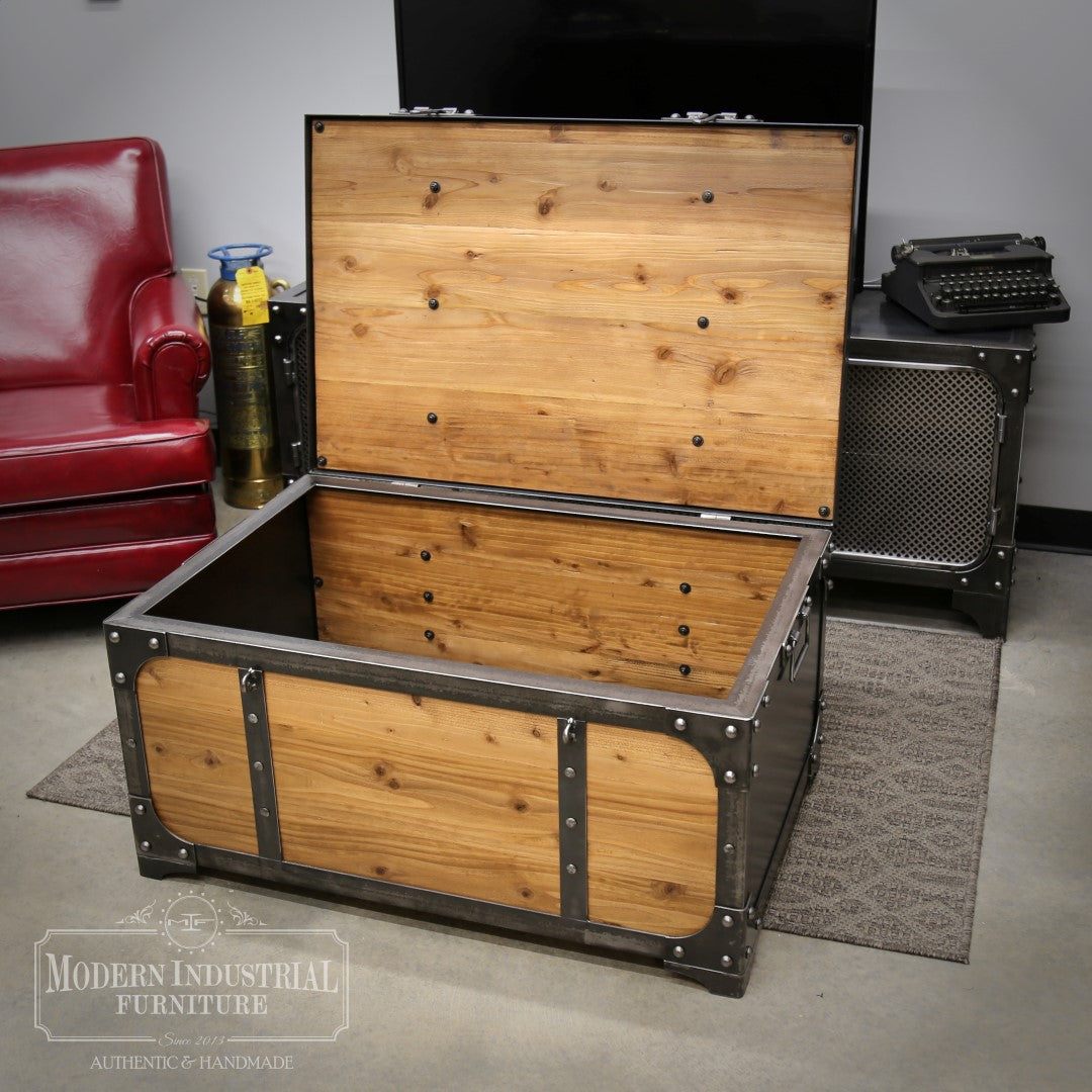 Repurposed Steamer Trunk Coffee Table Entertainment Center 